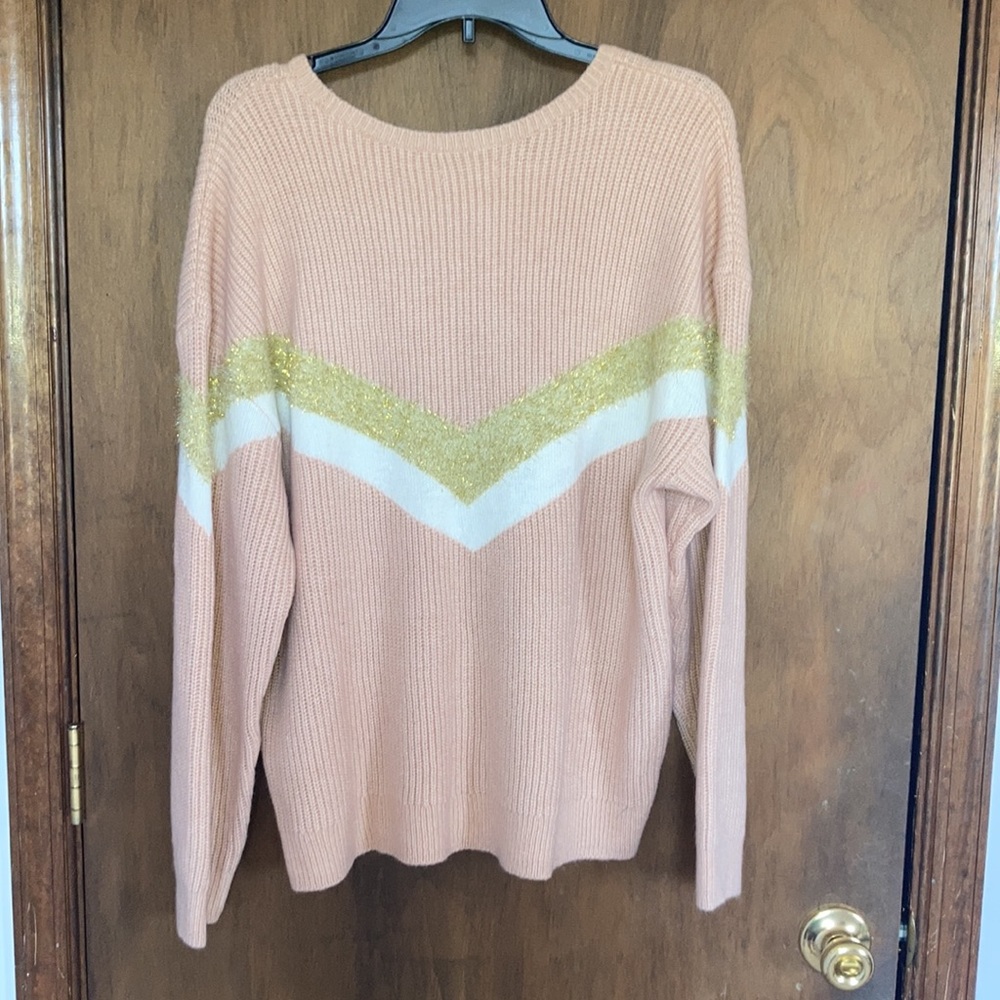 LastCall❌ Nine West sweater chevron stripe w/ metallic accents sweater size XXL - Picture 7 of 14